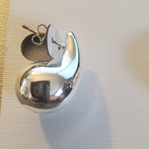 Argento Vivo Shiny Silver Drop Earrings - Picture 2 of 2